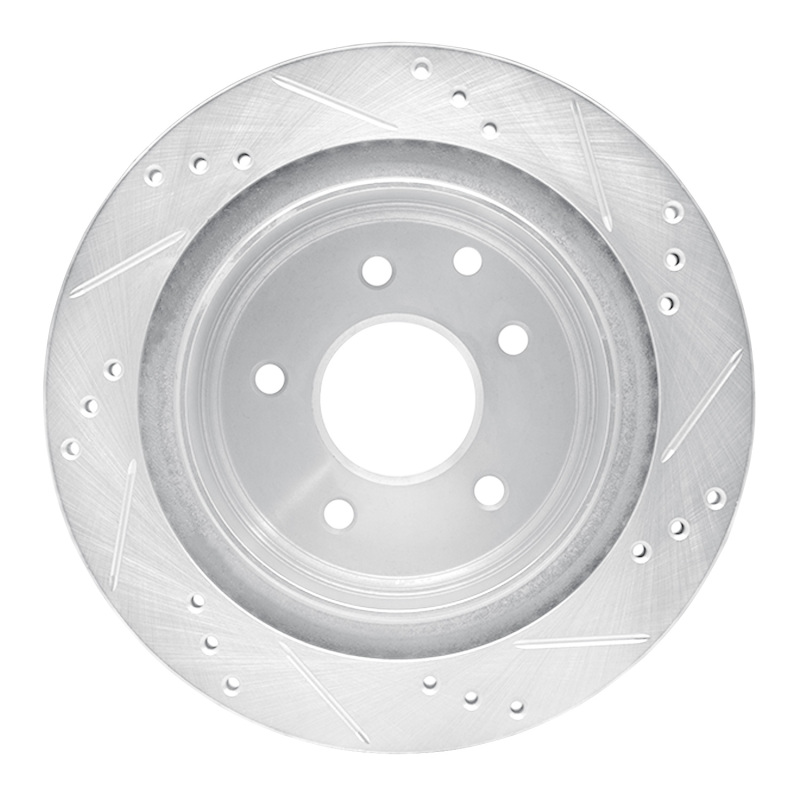 Infiniti M45 Brake Rotor (1) - Rear Left - R1 Concepts - Drilled & Slotted - Silver - `02-`06